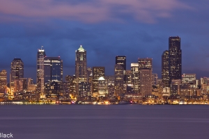 downtown seattle in the blue hour of dusk 1797 buff black
