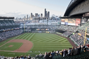national anthem at the mariners safeco field backed by seattle skyline 2877 buff black
