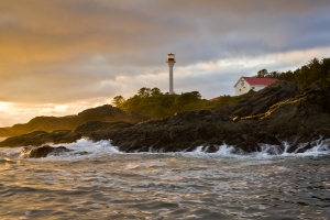 Lennard Island Lighthouse at Sunset near Tofino Vancouver Island BC 8937 