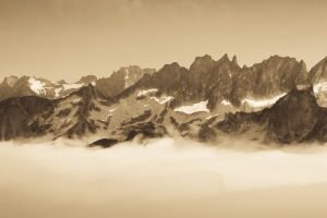 The Serrated Picket Range above the Clouds in Antique Morning Light North Cascades 8107 